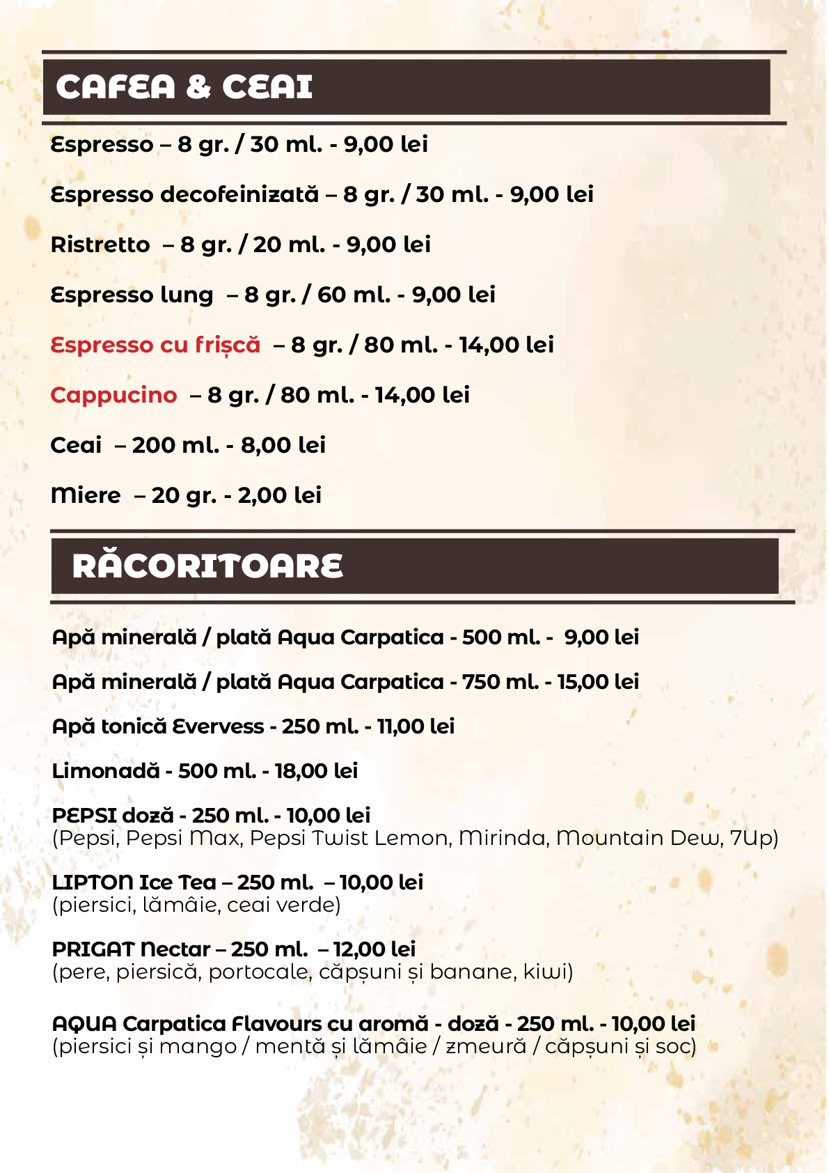 Meniu Casa Rustica